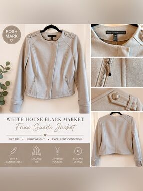White House Black Market Faux Suede Jacket in Light Taupe